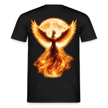 Phoenix burning in the moonlight - Men's T-Shirt - black - Back - AI Model Male 178 light (178cm)