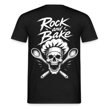 Rock and Bake Schädel Motiv - Männer T-Shirt - Schwarz - Hinten - AI Model Male 178 light (178cm)