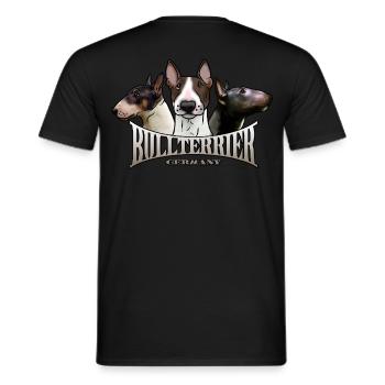 Bull Terrier Trio with Lettering - Men's T-Shirt - black - Back - AI Model Male 178 light (178cm)