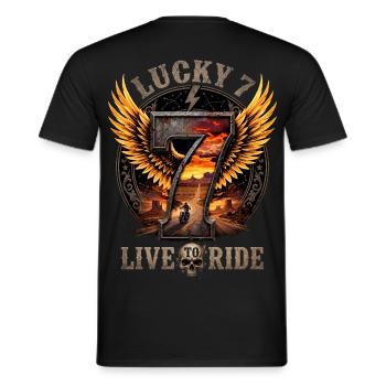 Lucky 7: Lebe, um zu fahren - Männer T-Shirt - Schwarz - Hinten - AI Model Male 178 light (178cm)