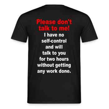 Bitte Sprich Mich Nicht An Ironie Sarkasmus Büro - Männer T-Shirt - Schwarz - Hinten - AI Model Male 178 light (178cm)