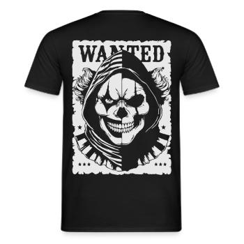 Wanted Skull Pullover Hoodie Poster - Men's T-Shirt - black - Back - AI Model Male 178 light (178cm)
