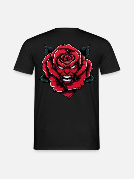 rote rose mit teufel gesicht - Männer T-Shirt - Schwarz