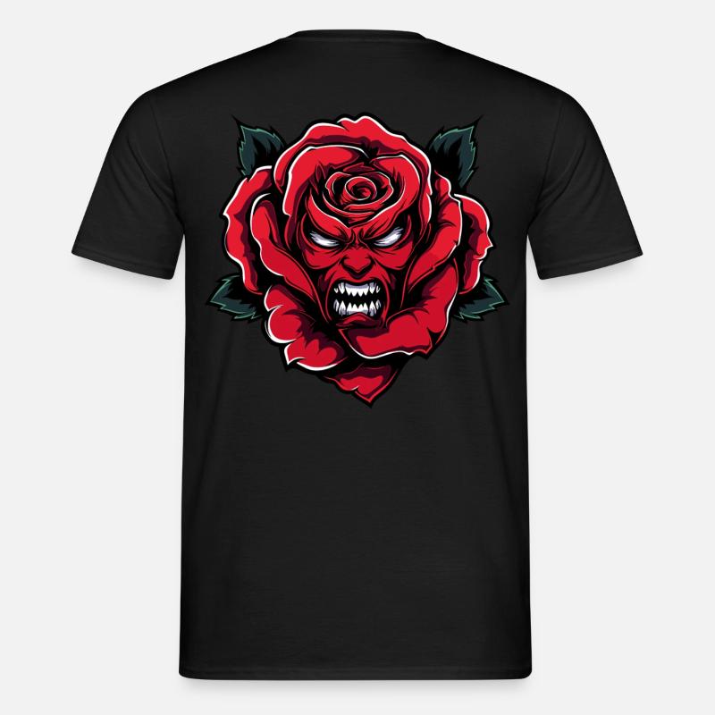 rote rose mit teufel gesicht - Männer T-Shirt - Schwarz