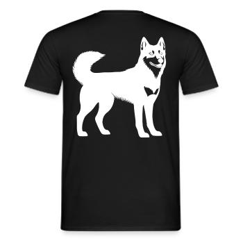 Husky White Vector Alaska Finland Dog - Men's T-Shirt - black - Back - AI Model Male 178 light (178cm)