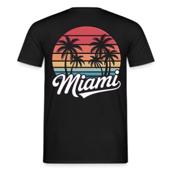 Beach Miami Florida Sunset Palm Trees - Men's T-Shirt - black - Back - AI Model Male 178 light (178cm)