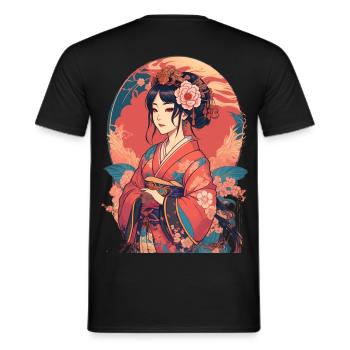 Jeune fille japonaise - T-shirt homme - noir - Dos - AI Model Male 178 light (178cm)