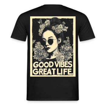 Vibes great Life tattoo - Men's T-Shirt - black - Back - AI Model Male 178 light (178cm)