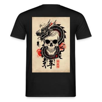 Streetwear Dragon Japan Style T-Shirt - Men's T-Shirt - black - Back - AI Model Male 178 light (178cm)