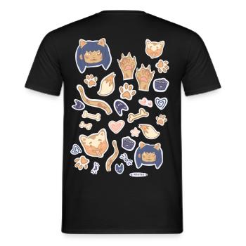 Kiara et Shiba - Chat, fille et chien - T-shirt homme - noir - Dos - AI Model Male 178 light (178cm)