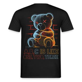 Ours aimant avec dessin de l’alphabet - T-shirt homme - noir - Dos - AI Model Male 178 light (178cm)