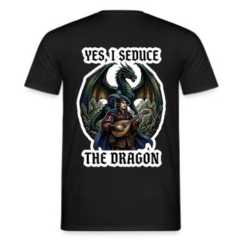 Yes I Seduce The Dragon Bard RPG Art - Men's T-Shirt - black - Back - AI Model Male 178 light (178cm)