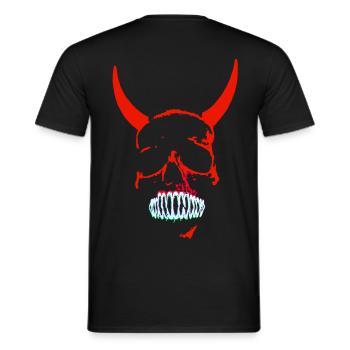 Red Demon Skull Neon - Men's T-Shirt - black - Back - AI Model Male 178 light (178cm)