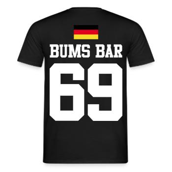 Bums Bar 69 Party Mallorca Malle Malleshirt - Männer T-Shirt - Schwarz - Hinten - AI Model Male 178 light (178cm)