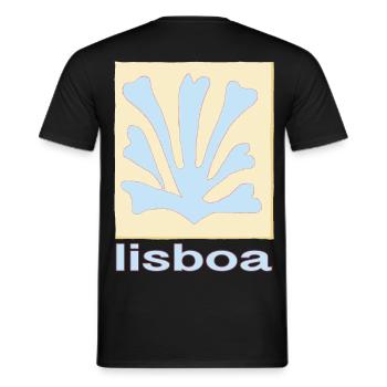 Lisboa Palmenblatt Blau Retro - Männer T-Shirt - Schwarz - Hinten - AI Model Male 178 light (178cm)