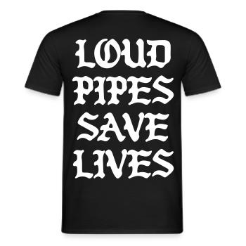 Loud Pipes Save Lives Motorrad T-Shirt - Männer T-Shirt - Schwarz - Hinten - AI Model Male 178 light (178cm)
