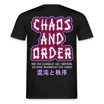 Chaos & Order / Chaos & Ordnung - Männer T-Shirt - Schwarz - Hinten - AI Model Male 178 light (178cm)