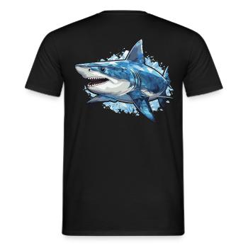 requin blanc poisson mer - T-shirt homme - noir - Dos - AI Model Male 178 light (178cm)