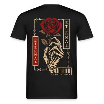 Floraison éternelle – Art romantique sombre - T-shirt homme - noir - Dos - AI Model Male 178 light (178cm)