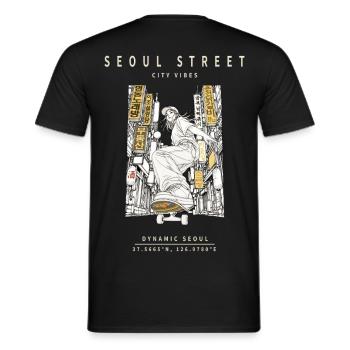 Seoul Street City Vibes - Männer T-Shirt - Schwarz - Hinten - AI Model Male 178 light (178cm)
