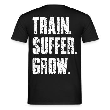 Train Suffer Grow Grunge Motto - White - Men's T-Shirt - black - Back - AI Model Male 178 light (178cm)