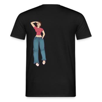 Dessin illustration fille qui marche - T-shirt homme - noir - Dos - AI Model Male 178 light (178cm)