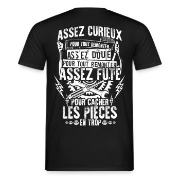 Mécanicien: Curieux, doué et futé - T-shirt homme - noir - Dos - AI Model Male 178 light (178cm)