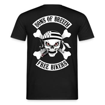 sons of breizh bikers N°2 - T-shirt homme - noir - Dos - AI Model Male 178 light (178cm)