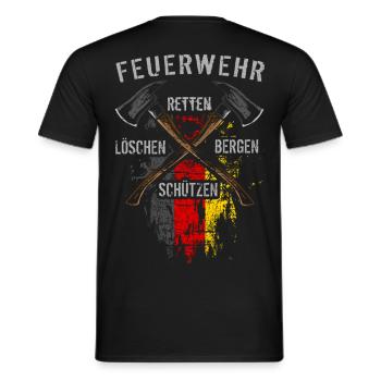 Retten Löschen Bergen Schützen - Männer T-Shirt - Schwarz - Hinten - AI Model Male 178 light (178cm)