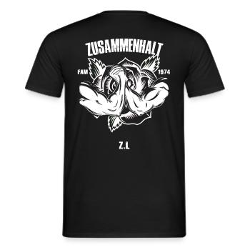 zusammenhalt rose 1974 FAM weiss - Männer T-Shirt - Schwarz - Hinten - AI Model Male 178 light (178cm)