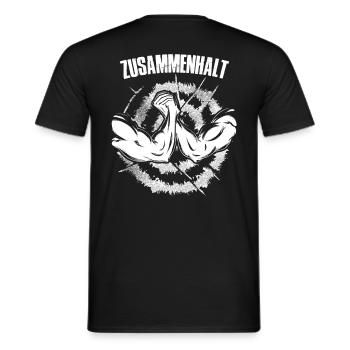 zusammenhalt in Weiss mit Bizeps - Männer T-Shirt - Schwarz - Hinten - AI Model Male 178 light (178cm)