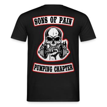 Culturisme Sons of Pain - Chapitre de pompage - T-shirt homme - noir - Dos - AI Model Male 178 light (178cm)
