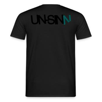 UN-SINN - Männer T-Shirt - Schwarz - Hinten - AI Model Male 178 light (178cm)