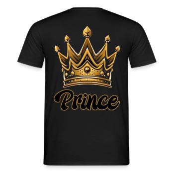 PRINCE MOTIV MIT GROSSER GOLDENER KRONE - Männer T-Shirt - Schwarz - Hinten - AI Model Male 178 light (178cm)