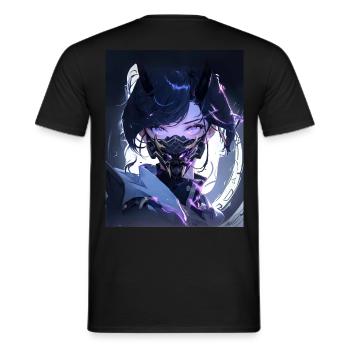 Animierte Frau mit Maske - Männer T-Shirt - Schwarz - Hinten - AI Model Male 178 light (178cm)