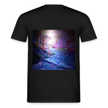 Frosch mit einer grünen Umgebung - Männer T-Shirt - Schwarz - Hinten - AI Model Male 178 light (178cm)