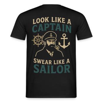 Look like a Captain, Swear like a Sailor saying - Men's T-Shirt - black - Back - AI Model Male 178 light (178cm)