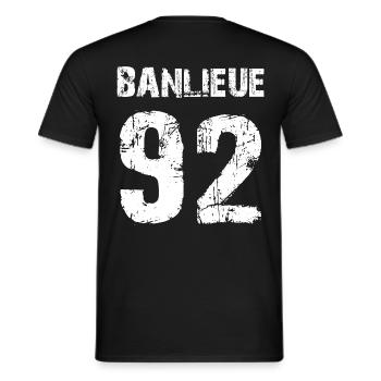 banlieue 92 - Men's T-Shirt - black - Back - AI Model Male 178 light (178cm)