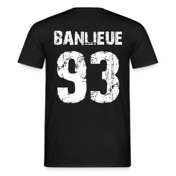 banlieue 93 - Men's T-Shirt - black - Back - AI Model Male 178 light (178cm)