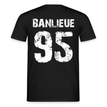 banlieue 95 - Men's T-Shirt - black - Back - AI Model Male 178 light (178cm)