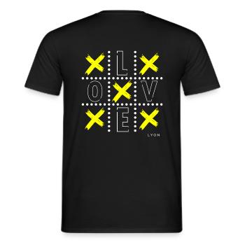 Love White Yellow - Men's T-Shirt - black - Back - AI Model Male 178 light (178cm)