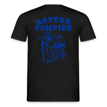 Logo Sapeurs Pompiers pompier design bleu - T-shirt homme - noir - Dos - AI Model Male 178 light (178cm)