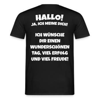 Motivation. Spruch Person hinter mir. Viel Glück. - Männer T-Shirt - Schwarz - Hinten - AI Model Male 178 light (178cm)