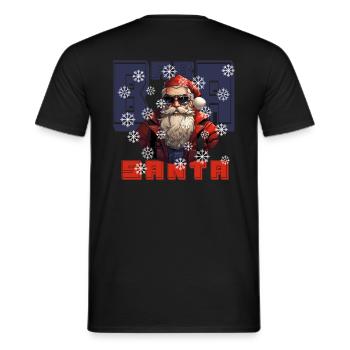 Baba Santa, Snowflakes - Men's T-Shirt - black - Back - AI Model Male 178 light (178cm)