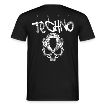 DARK TECHNO crass skull - Men's T-Shirt - black - Back - AI Model Male 178 light (178cm)