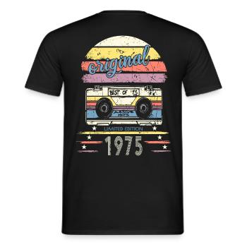 1975 original limited edition retro kasette - Männer T-Shirt - Schwarz - Hinten - AI Model Male 178 light (178cm)