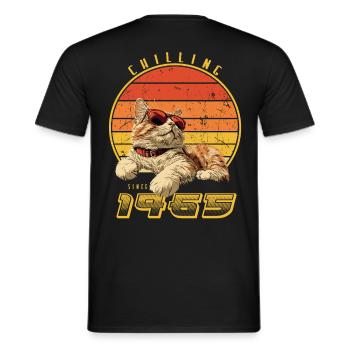 1965 Born Chill Cat - Men's T-Shirt - black - Back - AI Model Male 178 light (178cm)