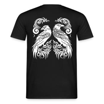 Corbeaux d’Odin, Hugin et Munin, Vikings de style tribal - T-shirt homme - noir - Dos - AI Model Male 178 light (178cm)