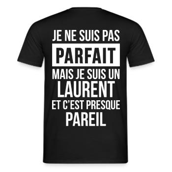 Nom de Famille - LAURENT - T-shirt homme - noir - Dos - AI Model Male 178 light (178cm)