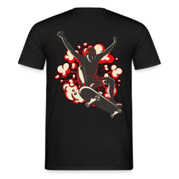 Skateboard retrorote Explosion - Männer T-Shirt - Schwarz - Hinten - AI Model Male 178 light (178cm)